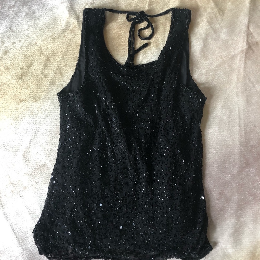 Beaded tie back top